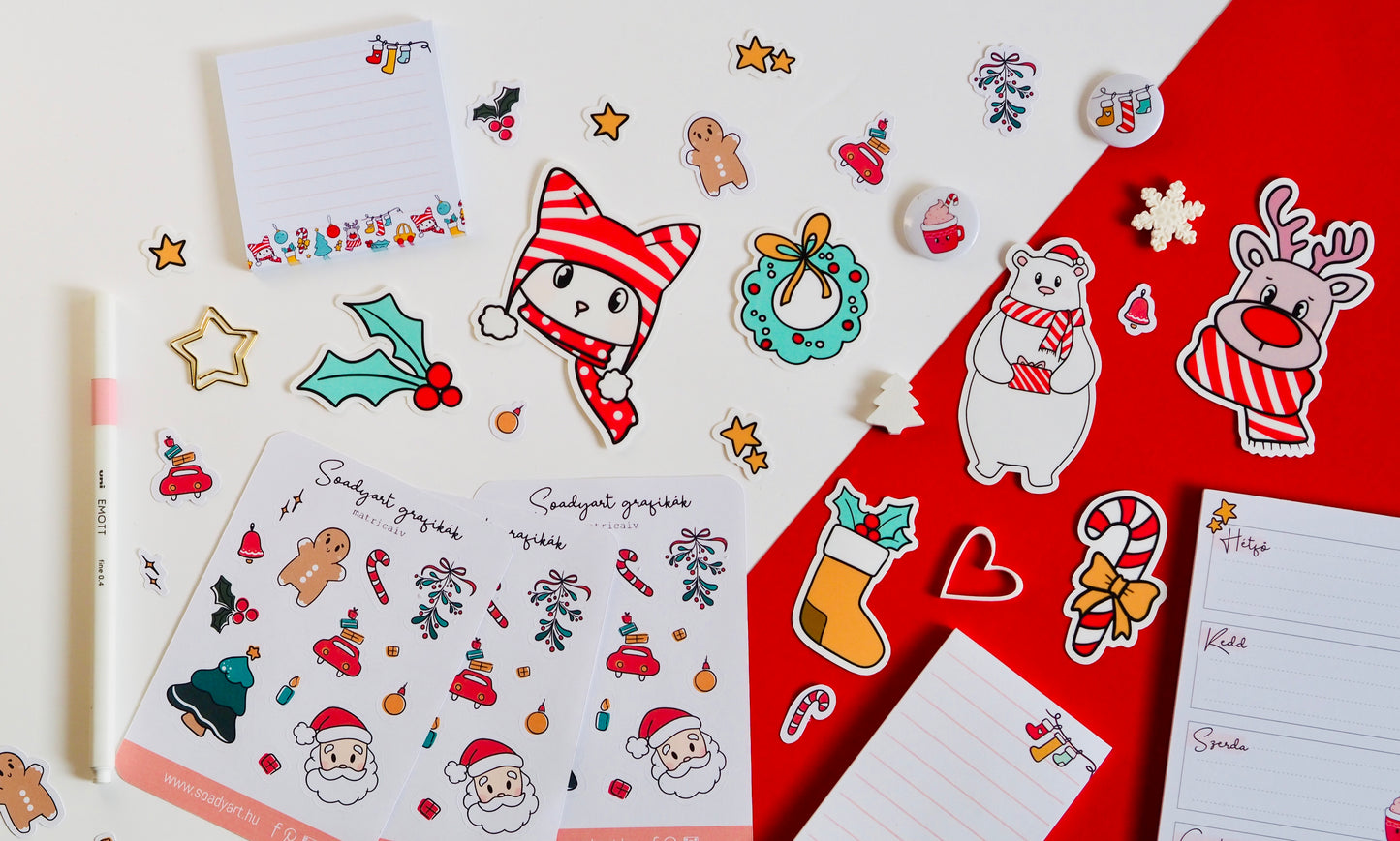 Karácsonyi maci nagy vízálló matrica