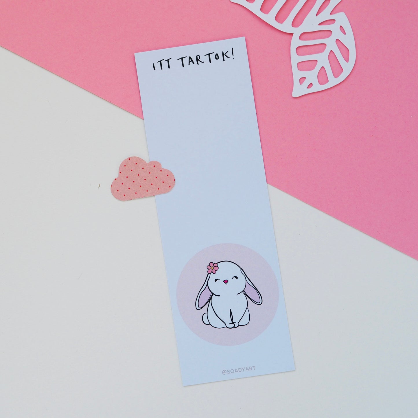 Rózsaszín nyuszis könyvjelző