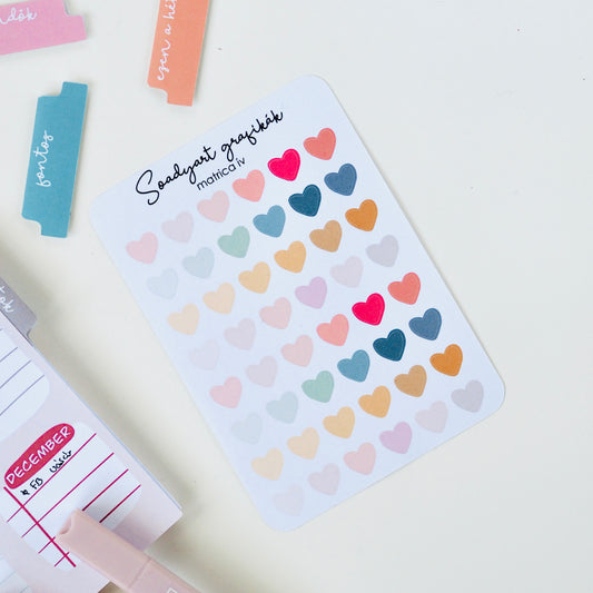 Szivecskés jelölő matricaív - J6