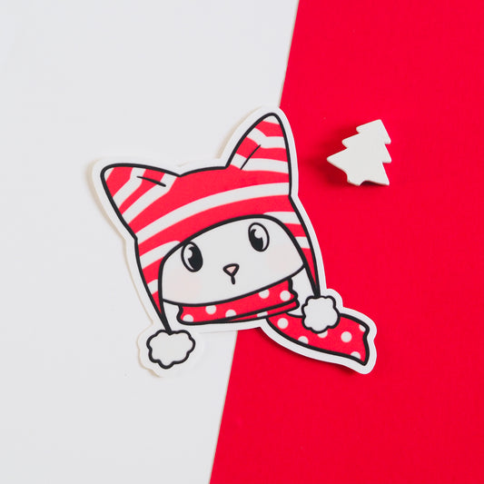 Karácsonyi cicás nagy vízálló matrica