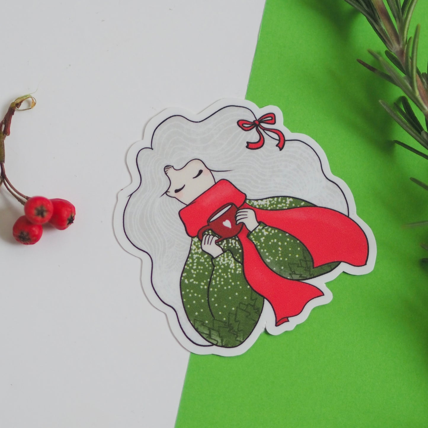 Karácsonyi csajszis nagy vízálló matrica