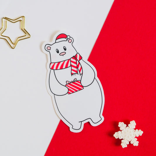 Karácsonyi maci nagy vízálló matrica