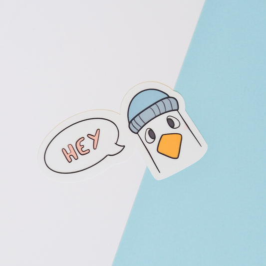 “Hey” nagy vízálló matrica