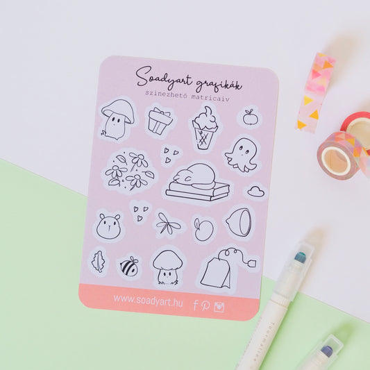 Cukiságok szinezhető matricaív - S6