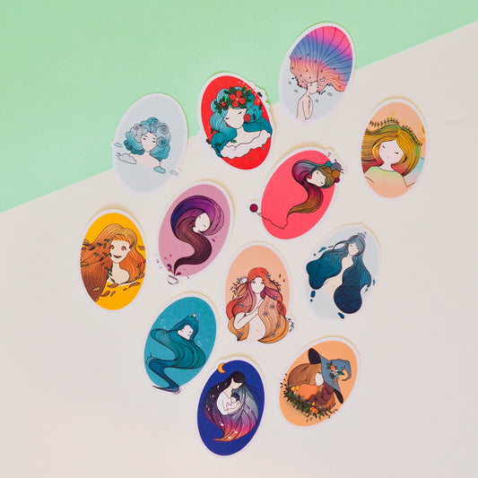 12 csajszi matrica szettben