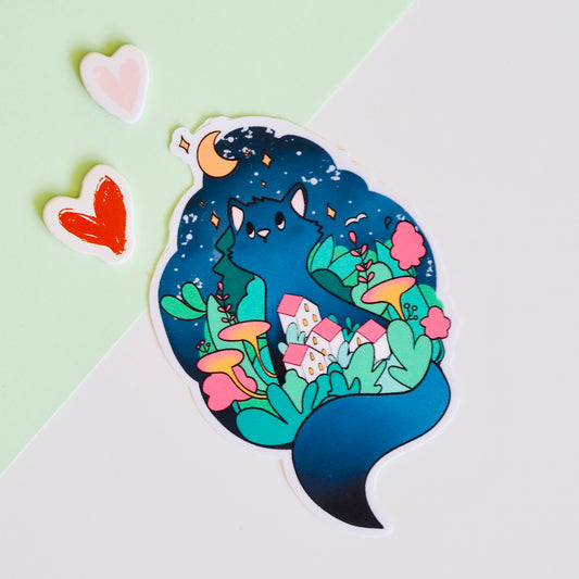 Éjjeli cicás nagy vízálló matrica