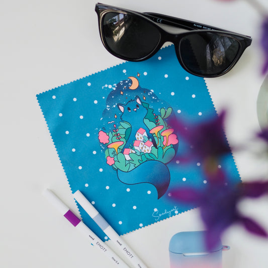 Éjjeli cica szemüvegtörlő kendő