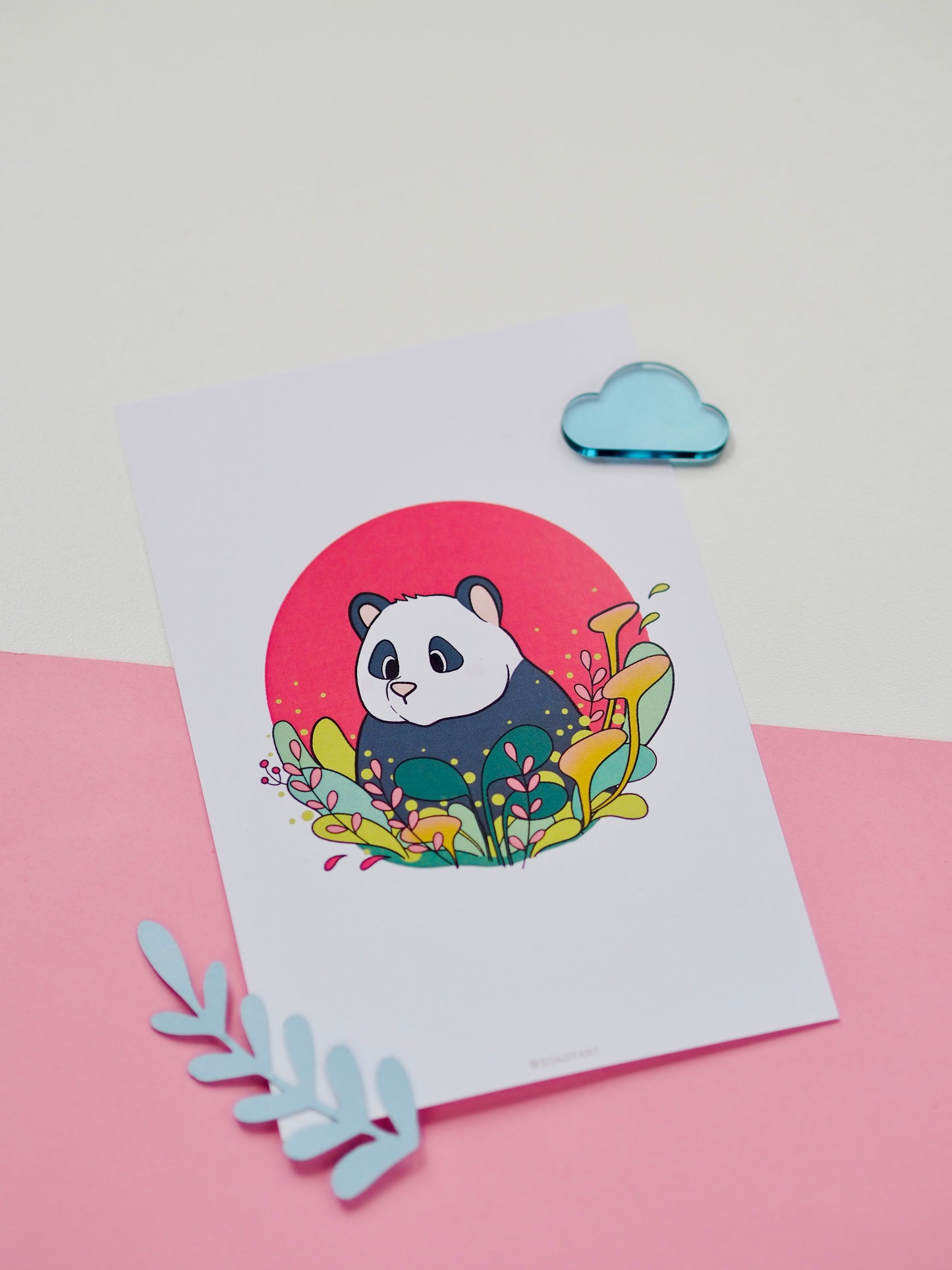 Pink pandás print