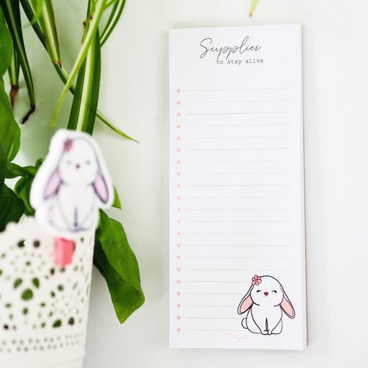 Nyuszis "Supplies to stay alive" jegyzettömb