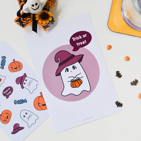 “Trick or treat” print
