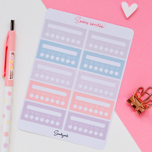 Szokás követő matricaív - heti J8